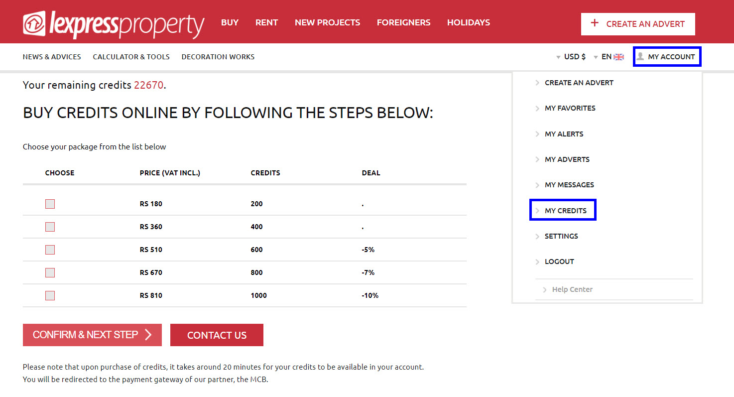Buy Credits Lexpress Property